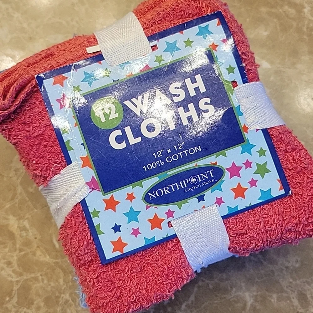 Northpoint Colorful 12x12 Wash Cloths, 12-pak